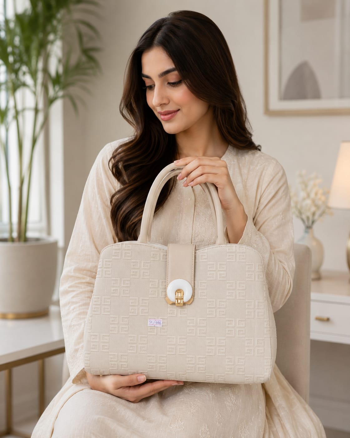 Elegant Women's Textured Top Handle Handbag